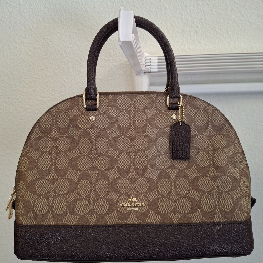 Coach Tan and Brown Signature Dome Bag